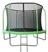 Батут SportElite фиберглас с защитной сеткой внутрь и лестницей салатовый 12FT