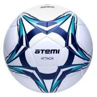 Мяч футбольный Atemi ATTACK PU+EVA, бел/син/гол., р.4, Thermo mould (б/швов)