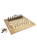 Шахматы + Шашки + Нарды 3 в 1 "Амбассадор 4", 50 см, ясень, Partida