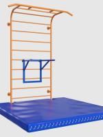 Шведская стенка с встроенным турником, брусьями и матом (детская)