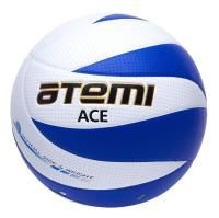 Мяч волейбольный Atemi ACE, синтетическая кожа PVC, бел/син, 12 п, клееный, окруж 65-67