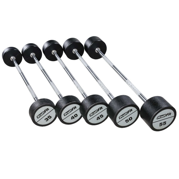 Набор прямых полиуретановых штанг (шаг 5 кг, 5 шт) PROFI-FIT 35-55 кг