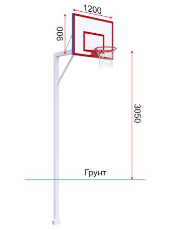 Баскетбольная стойка с щитом 1200х900 из фанеры на метал. каркасе с массовым кольцом