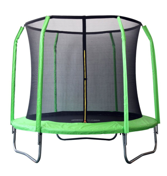 Батут SportElite фиберглас с защитной сеткой внутрь салатовый 8FT