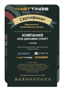 Сертификат официального дилера Hasttings