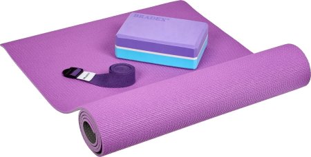 Коврик для йоги и фитнеса Bradex SF 0690, 173*61*0,6 см, двухслойный фиолетовый/серый с чехлом