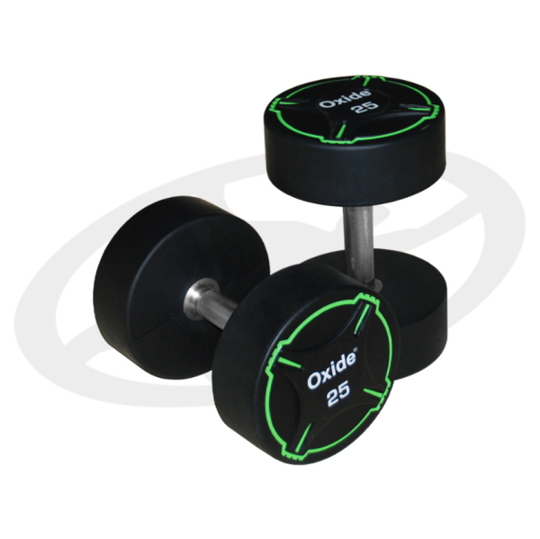 Круглые полиуретановые гантели Oxide Fitness ODB01 - (от 2,5 до 50кг.)