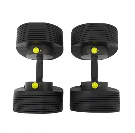 Гантель регулируемая MX Select MX-85, эргономичная рукоять, вес 5.6-38.6 кг, 2 шт со стойкой