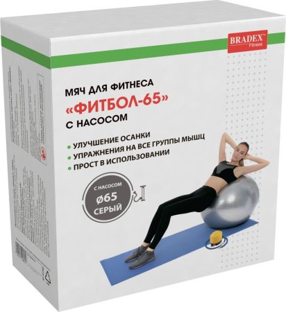 Мяч для фитнеса «ФИТБОЛ-65» с насосом