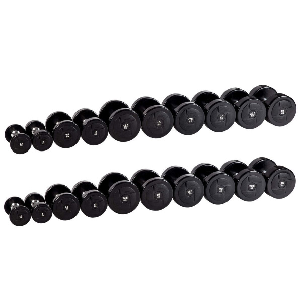 Гантельный ряд силовой (шаг 2,5 кг, 10 пар) PROFI-FIT 2,5-25 кг