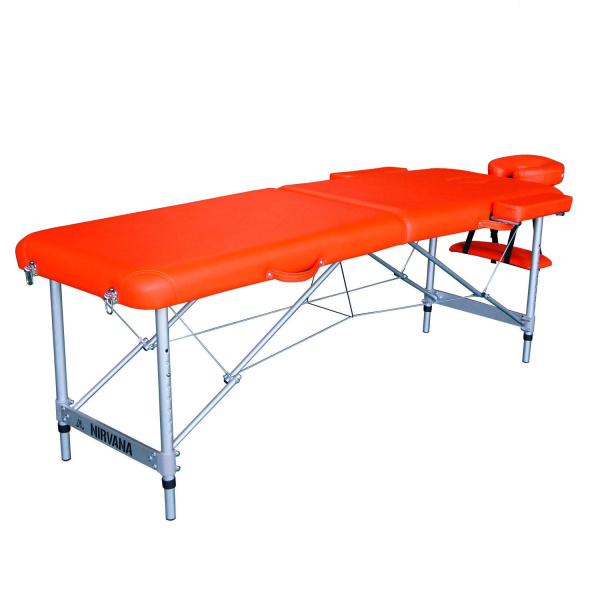 Массажный стол DFC NIRVANA, Elegant, 186х60х4 см, алюм. ножки, цвет оранжевый (Orange)