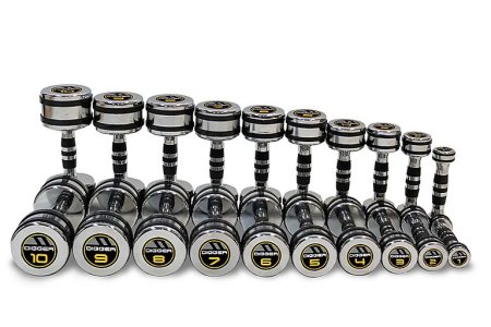 Комплект хромированных гантелей 10 пар от 1 до 10 кг Hasttings Digger HD51D5B-1-10