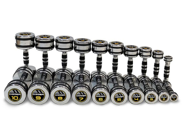 Комплект хромированных гантелей 10 пар от 1 до 10 кг Hasttings Digger HD51D5B-1-10