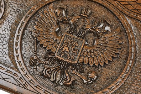 Нарды резные "Герб РФ 3" с бронзой 60, Haleyan