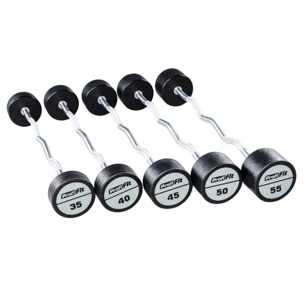 Набор изогнутых полиуретановых штанг (шаг 5 кг, 5 шт) PROFI-FIT 35-55 кг