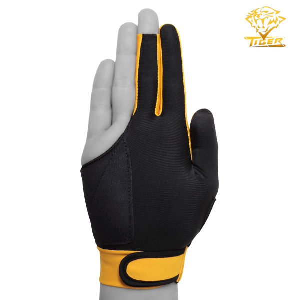 Перчатка Tiger Professional Billiard Glove черная/желтая правая XL