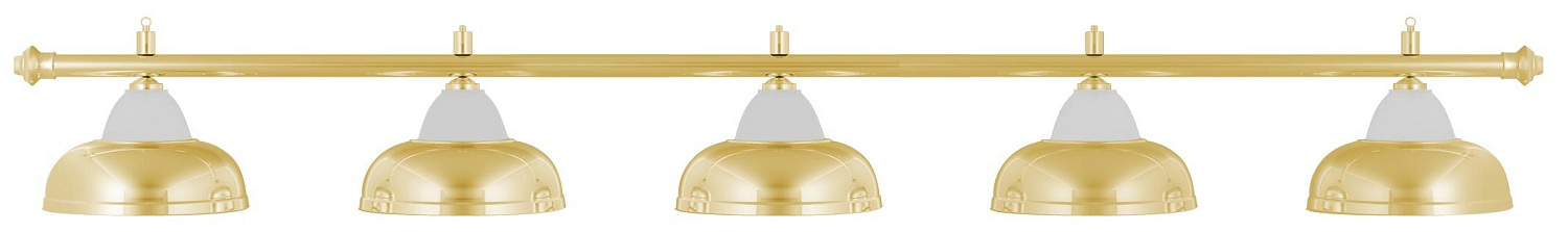 Лампа на пять плафонов «Crown» (золотистая штанга, золотистый плафон D38см)
