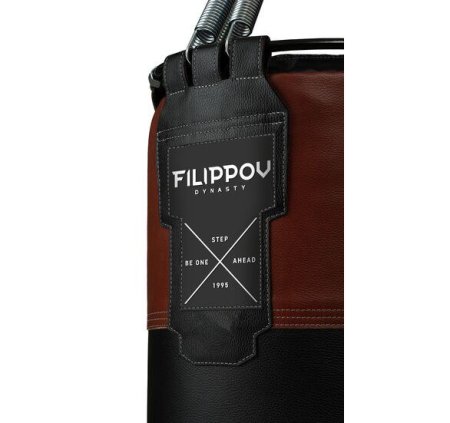 Боксёрский мешок FILIPPOV Ø40 кожа (Коричневый/Черный) -  150см/40см/68-70кг