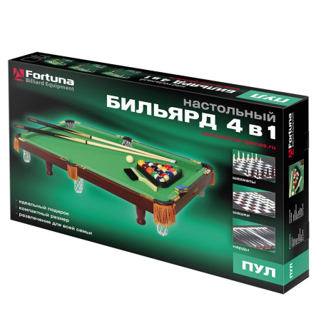 Бильярдный стол Fortuna Пул 3фт 4 в 1 с комплектом аксессуаров