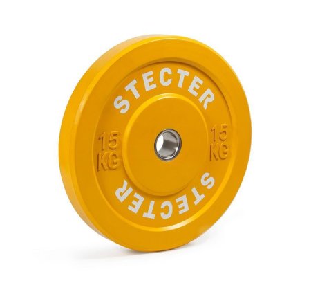 Каучуковый тренировочный диск STECTER  15 кг (желтый)