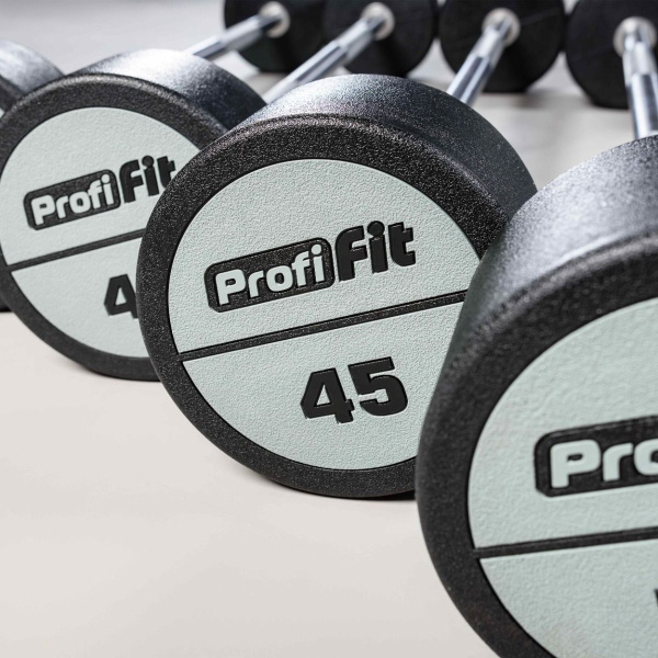 Набор прямых полиуретановых штанг (шаг 5 кг, 5 шт) PROFI-FIT 35-55 кг
