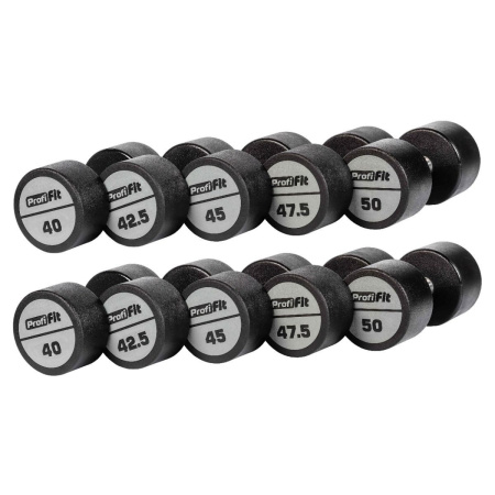Гантельный ряд полиуретановый (шаг 2,5 кг, 5 пар) PROFI-FIT 40-50 кг