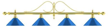 Лампа на четыре плафона «Classic Blue Light» (витая золотистая штанга, синий плафон D35 см)