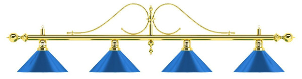 Лампа на четыре плафона «Classic Blue Light» (витая золотистая штанга, синий плафон D35 см)