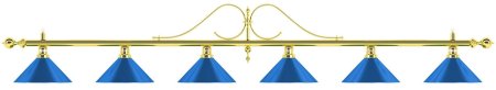Лампа на шесть плафона «Classic Blue Light» (витая золотистая штанга, синий плафон D35см)