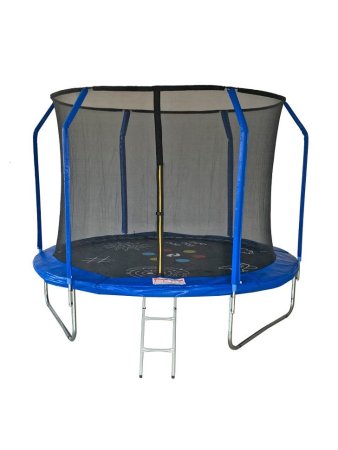 Батут SportElite GAME фиберглас с принтом защитной сеткой внутрь с лестницей 10FT