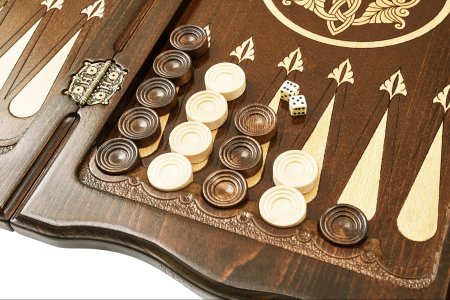 Нарды резные "Армянский узор 11" с ручкой 60, Haleyan