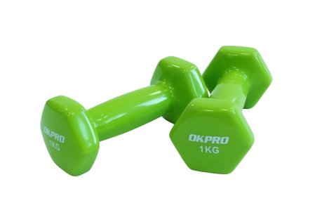 Гантель 1 кг. виниловая для групповых программ OKPRO