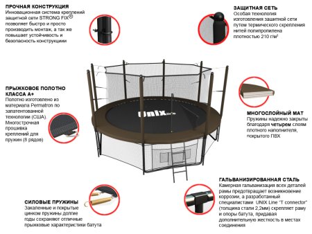 Батут UNIX Line Black&Brown 12 ft (inside)