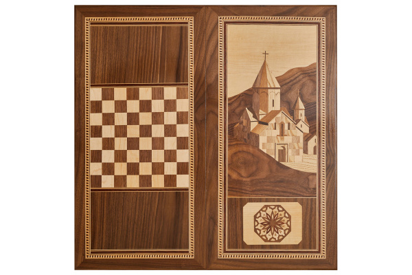 Нарды "Монастырь" инкрустация, AZ012, Zeynalyan