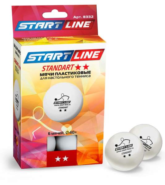 Мячи StartLine Standart 2* New (6 шт, бел.)