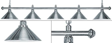 Лампа на пять плафонов «Elegance» (серебристая штанга, серебристый плафон D35см)