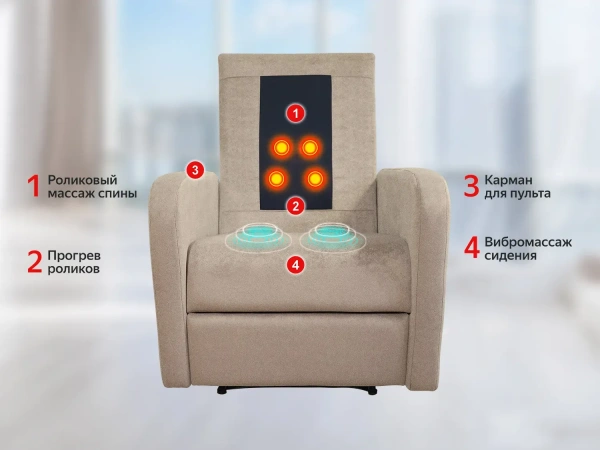 Кресло-реклайнер электрический с массажем FUJIMO E-COMFORT CHAIR F3005 FEF Ваниль (Sakura 4)