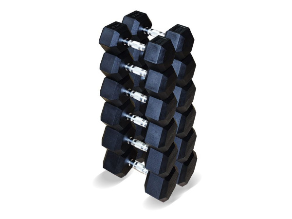 Набор гексагональных гантелей Original FitTools 6 пар от 12,5 до 25 кг