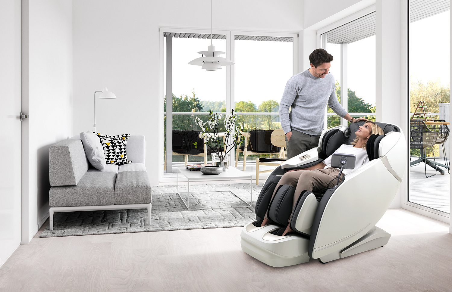 Массажное кресло Skyliner 2 white grey