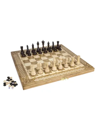 Шахматы + Шашки + Нарды 3 в 1 "Амбассадор 3", 40 см, ясень, Partida