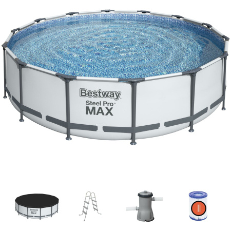 Каркасный бассейн Bestway Steel Pro Max 56950 (427x107см, с фильтр-насосом, лестницей и тентом)
