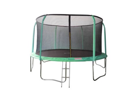 Батут SportElite фиберглас с защитной сеткой внутрь и лестницей 14FT
