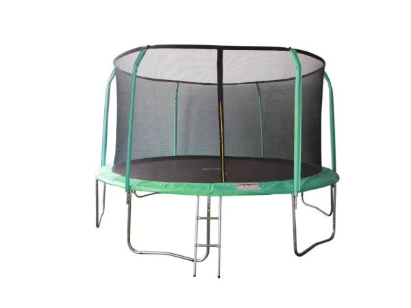 Батут SportElite фиберглас с защитной сеткой внутрь и лестницей 14FT