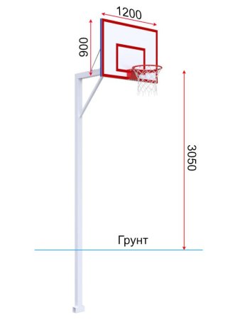 Баскетбольная стойка с трен. щитом 1200х900 мм из метал. листа с усиленным кольцом