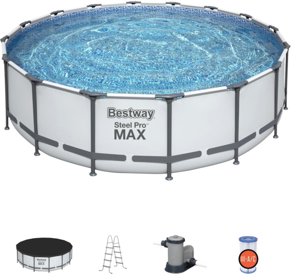 Каркасный бассейн Bestway Steel Pro MAX 5612Z (488x122, с фильтр-насосом и лестницей)