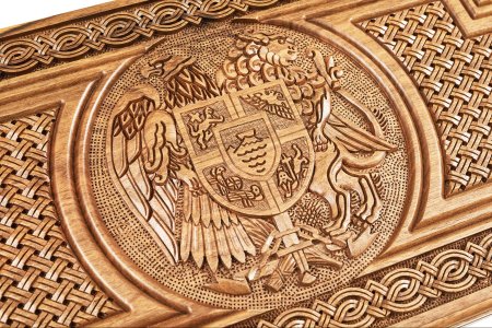 Нарды резные "2 герба" 60, орех, Haleyan