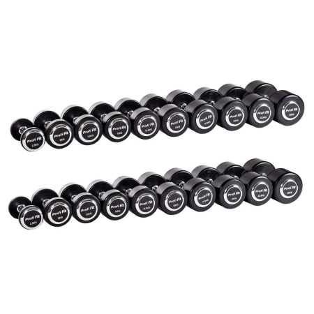 Гантельный ряд профессиональный (шаг 2,5 кг, 10 пар) PROFI-FIT 2,5-25 кг