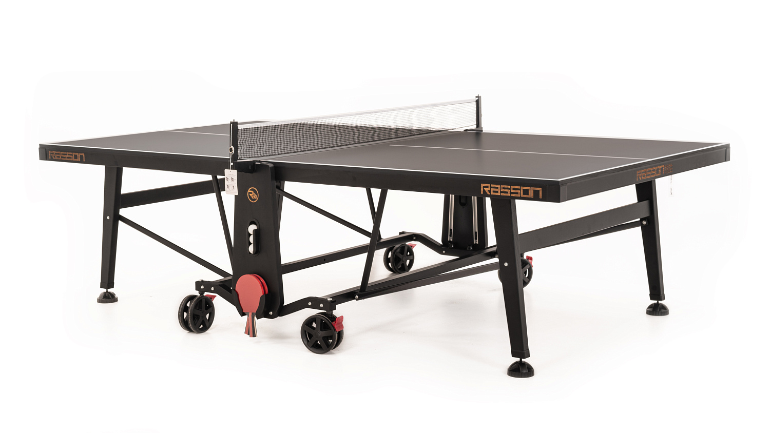 Теннисный стол складной для помещений "RASSON PREMIUM T01 Indoor" (274 х 152,5 х 76 см, черный ясень) с сеткой
