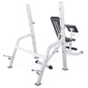 Скамья со стойками под штангу DFC GORILLA белая, с партой для бицепса