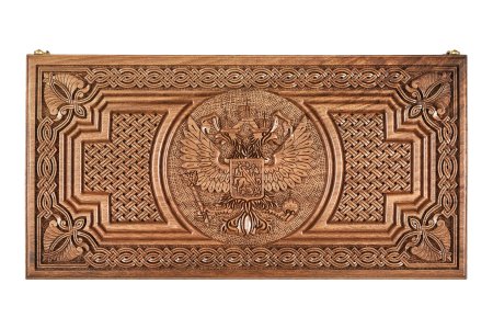 Нарды резные "2 герба" 60, орех, Haleyan
